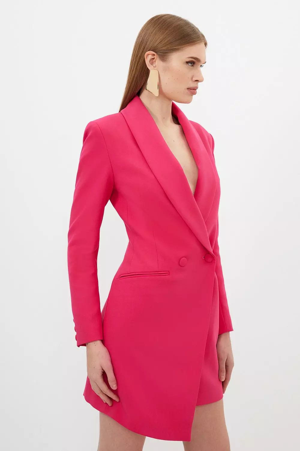 Petite Compact Stretch Tailored Blazer Wrap Mini Dress Karen Millen